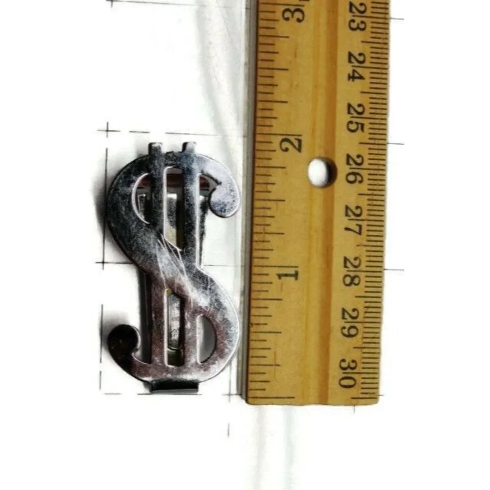 Money Clip Stainless Steel Wallet Credit Card Holder Silver Tone Dollar Sign